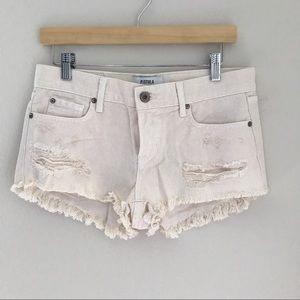 PISTOLA Off White Distressed Shorts